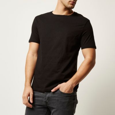 Black plain short sleeve t-shirt